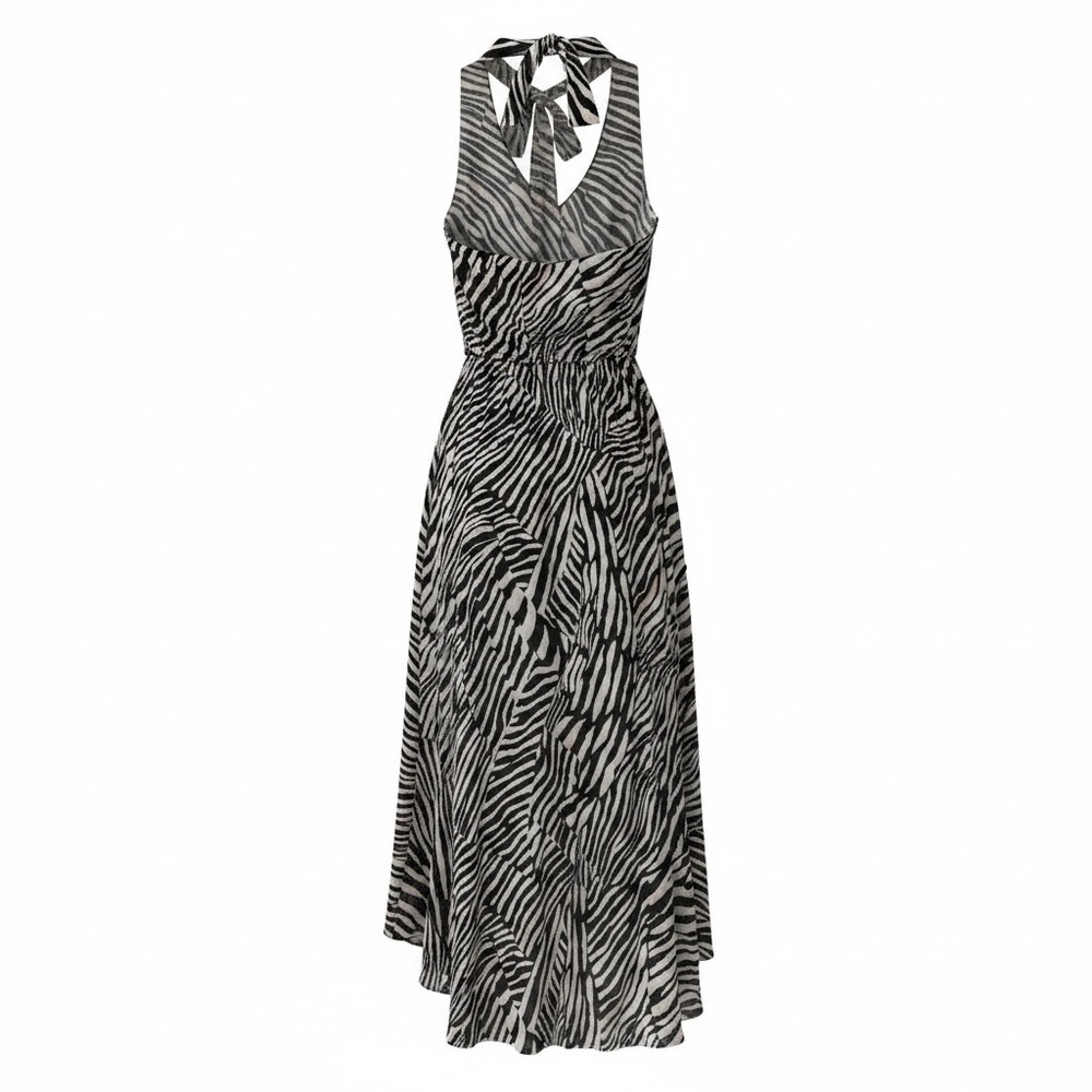 White House Black Market Zebra Print High-Low Midi Dress 00P Black White Tan - Picture 4 of 9